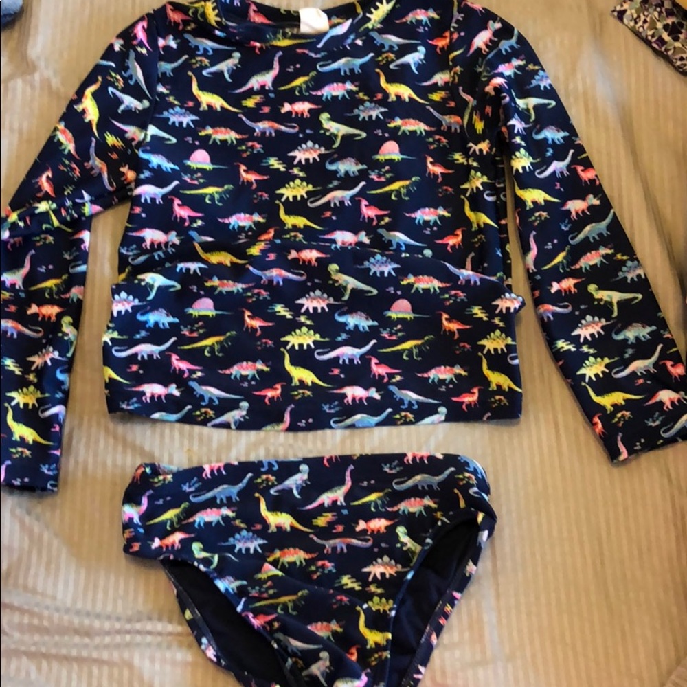 Dinosaur long sleeve rash guard swimsuit